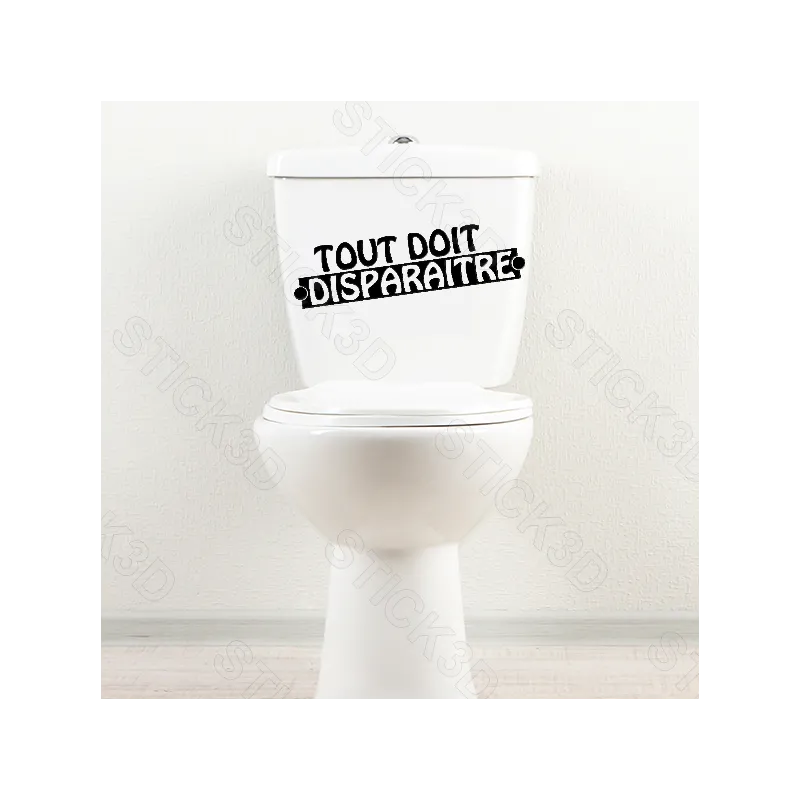 Stick3D - 🚽 "Tout doit disparaître" – Vinyle Permanent 20 x 8 cm 🧻