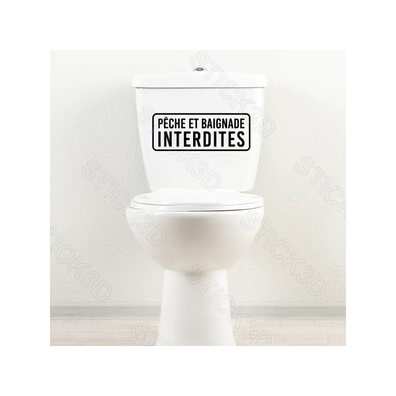 Stick3D -  "Pêche et Baignade Interdites"– Vinyle Permanent 20 x 8 cm
