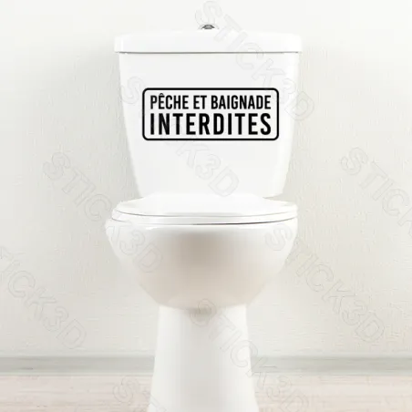 Stick3D -  "Pêche et Baignade Interdites"– Vinyle Permanent 20 x 8 cm