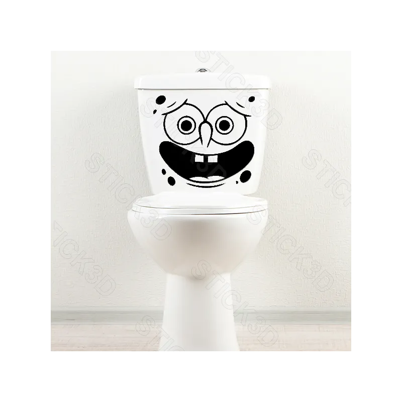 Stick3D - 🚽🍍 Sticker WC "Bob l’Éponge" – Vinyle Permanent 🧽🌊