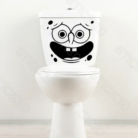 Stick3D - 🚽🍍 Sticker WC "Bob l’Éponge" – Vinyle Permanent 🧽🌊