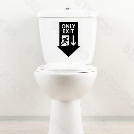 Stick3D - 🚽➡️ Sticker WC "Only Exit" – Vinyle Permanent 🚷✨