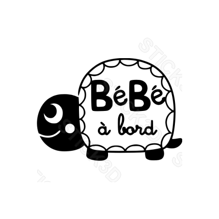 Stick3D -🐢👶 Sticker "Bébé à Bord – Tortue" – Vinyle Permanent 🚗