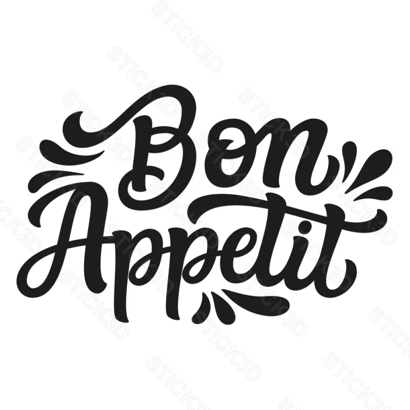 Stick3D - 🍽️ Sticker Citation "Bon Appétit" – Vinyle Permanent