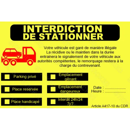 Stick3D - Autocollant "Stationnement Interdit" – Format 10 x 15 cm
