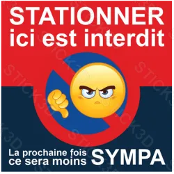 Stick3D - Autocollant "Stationnement Interdit" 2 – Format 8 x 8 cm