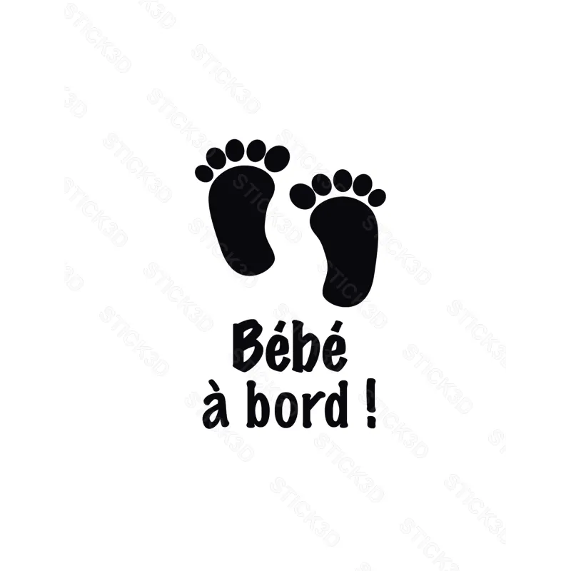 Stick3D - 👶 Autocollant "Bébé à Bord" – Vinyle Permanent 12 x 14 cm