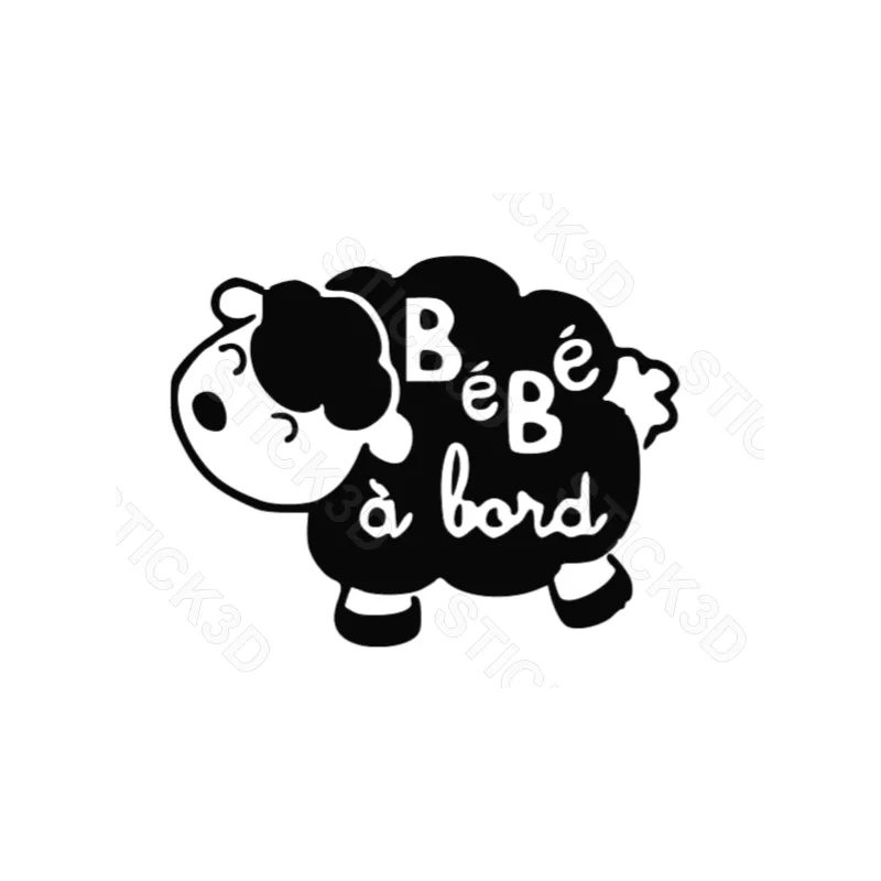 Stick3D - 🐑 Bébé à Bord – Mouton – Vinyle Permanent 14 x 12 cm 👶
