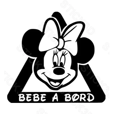 Stick3D - 🎀  "Bébé à Bord – Minnie" – Vinyle Permanent 14 x 13 cm 👶